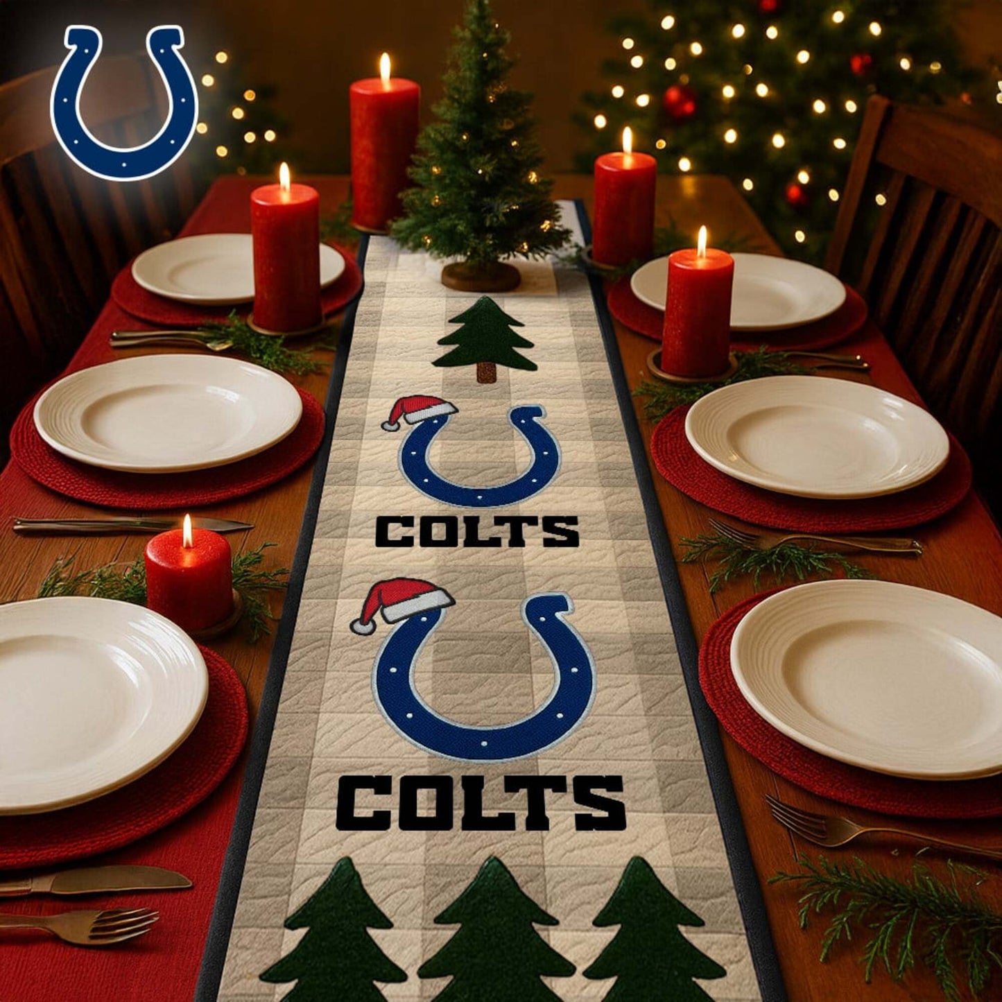 Premium NFL IND Quilted Christmas Table Runner V1 NMD NHM