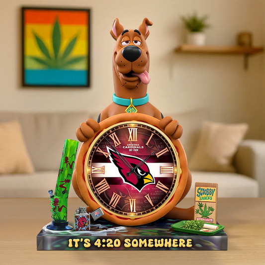 A Playful Pup Desk Clock Plaque - CHRISTMAS SCOOBIDO- ARI Gift For Weed Lovers NDT TDT