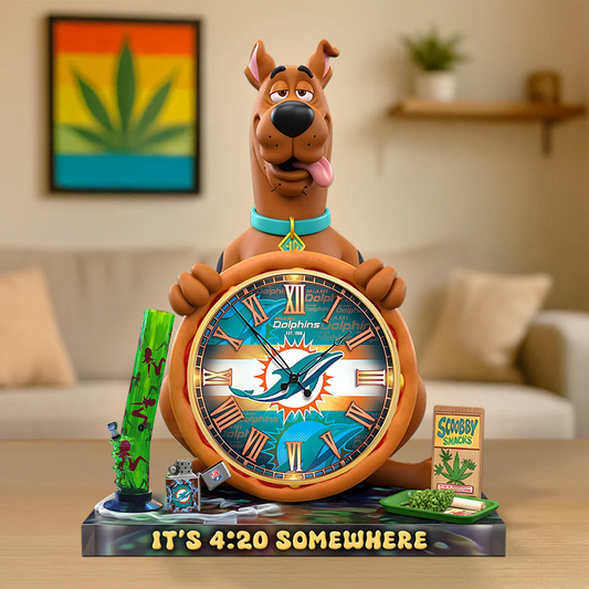 A Playful Pup Desk Clock Plaque - CHRISTMAS SCOOBIDO- MIA Gift For Weed Lovers NDT TDT