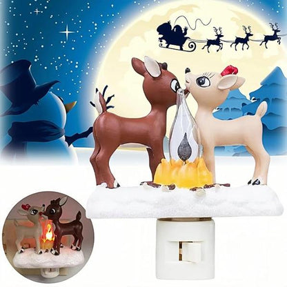 2025 Christmas Reindeer Nightlight -???? Red Nosed Reindeer Campfire Night Light ??? VNP