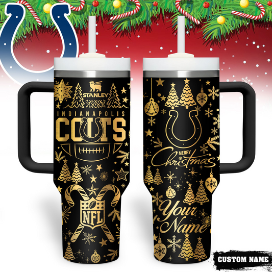 Premium NFL IND Holiday Gold Tumbler V1 NMD TTV