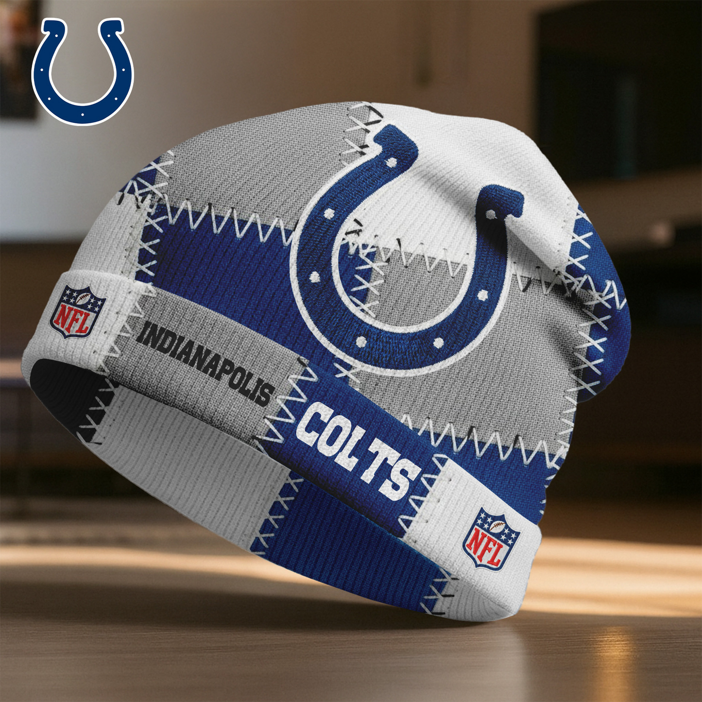 Premium NFL IND Vintage Patchwork Beanie Hat V1 NMD TTV