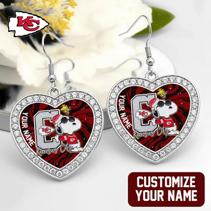 Premium NFL KC x SNP Custom Heart Earrings V1 NMD TTV